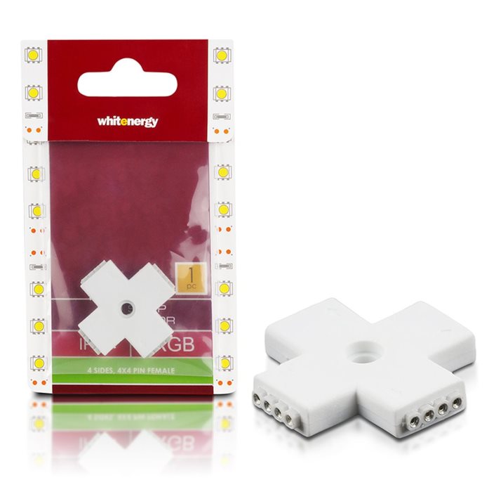 Spojka WhiteEnergy RGB LED pasu křížová 4x4PIN F-1ks Spojka WhiteEnergy RGB LED pasu křížová 4x4PIN F-1ks