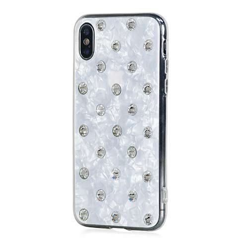 Swarovski kryt Polka Dots pro iPhone XS/X-Pearl White/Crystal