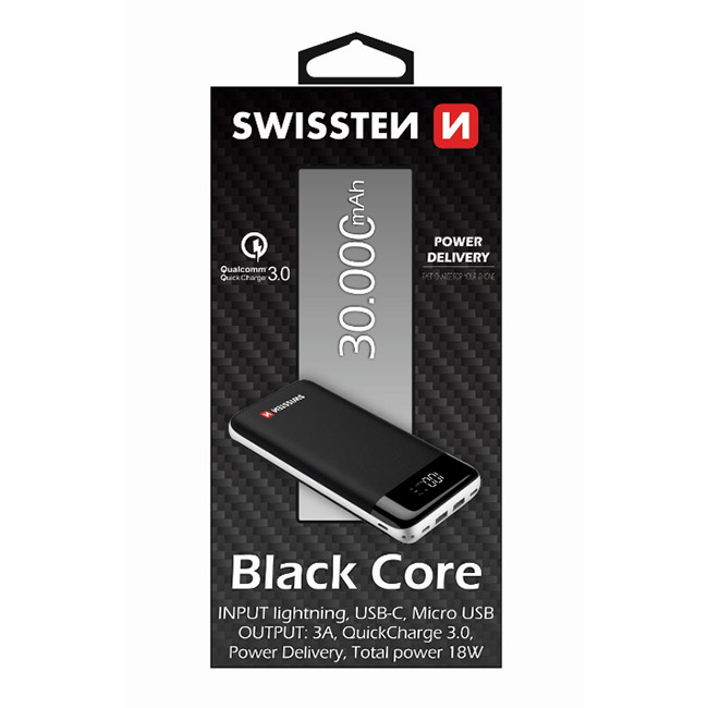 Swissten Black Core Slim Powerbank 30.000 mAh Swissten Black Core Slim Powerbank 30.000 mAh