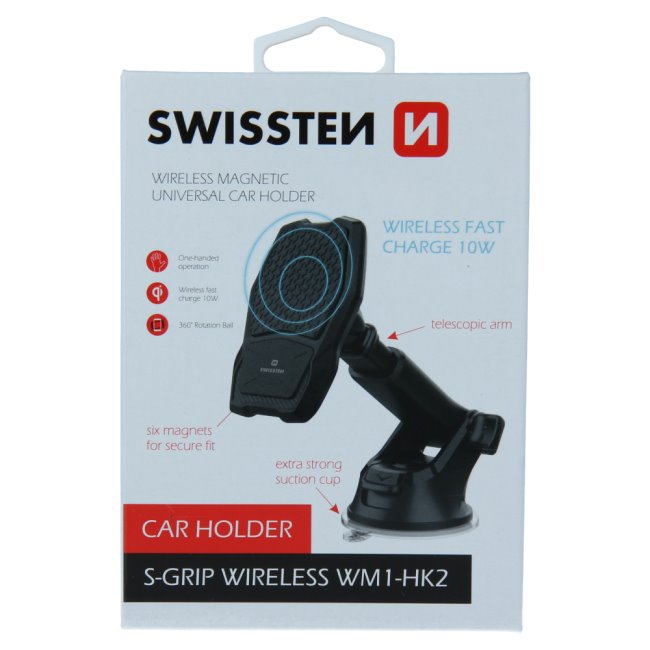 Swissten magnetický držák do auta S-Grip WM1-HK2 s bezdrátovým nabíjením