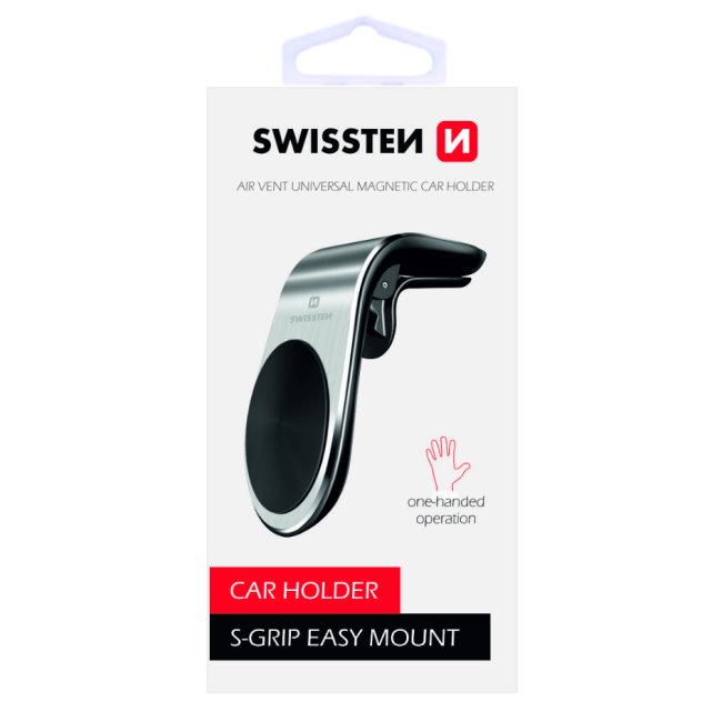 Swissten magnetický držák do ventilace auta S-Grip easy mount, stříbrný Swissten magnetický držák do ventilace auta S-Grip easy mount, stříbrný