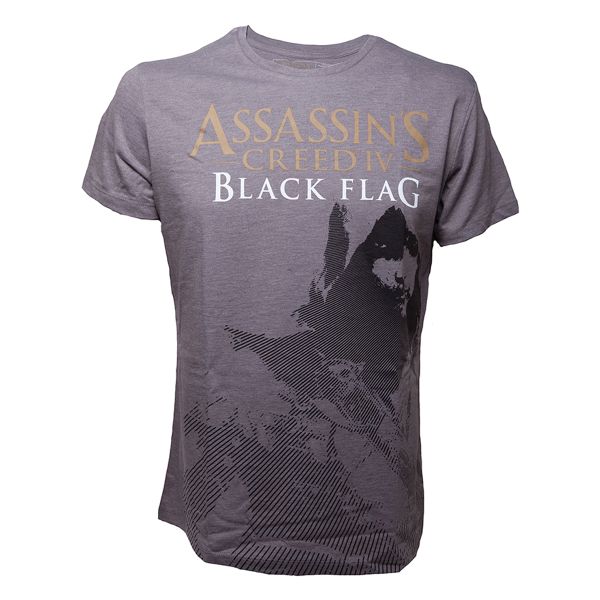 Tričko Assassins Creed 4 Black Flag: Kenway Stencil Grey L