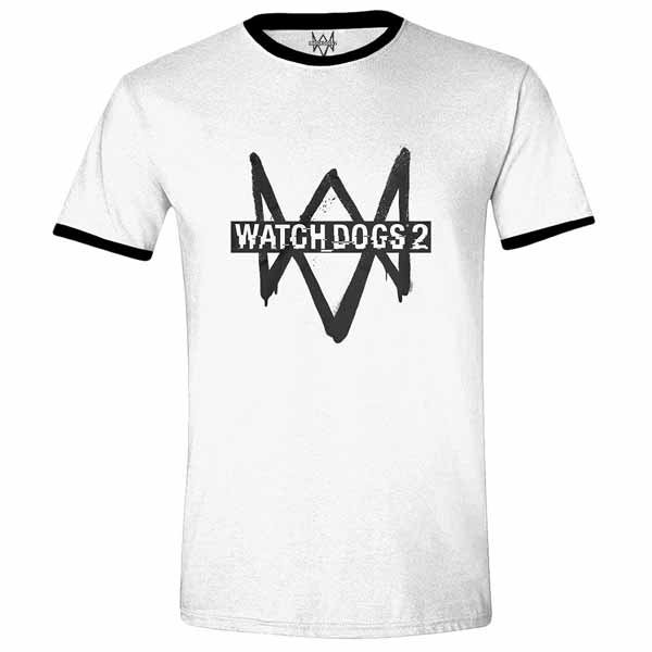 Tričko Watch Dogs 2-Logo Ringer White XL