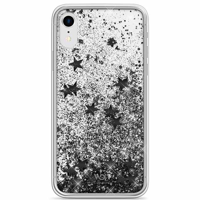 White Diamonds Sparkle Case Clear iPhone Xr, Black Stars