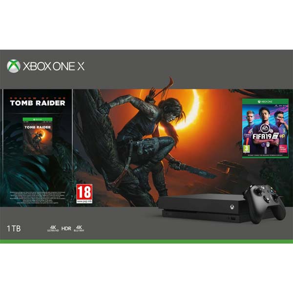 Xbox One X 1TB + Shadow of the Tomb Raider + FIFA 19 CZ