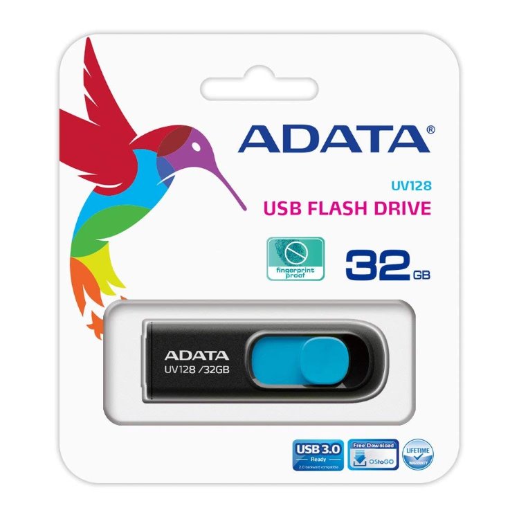 USB klíč A-DATA UV128, 32GB, USB 3.1-rychlost 90/40 MB/s (AUV128-32G-RBE)