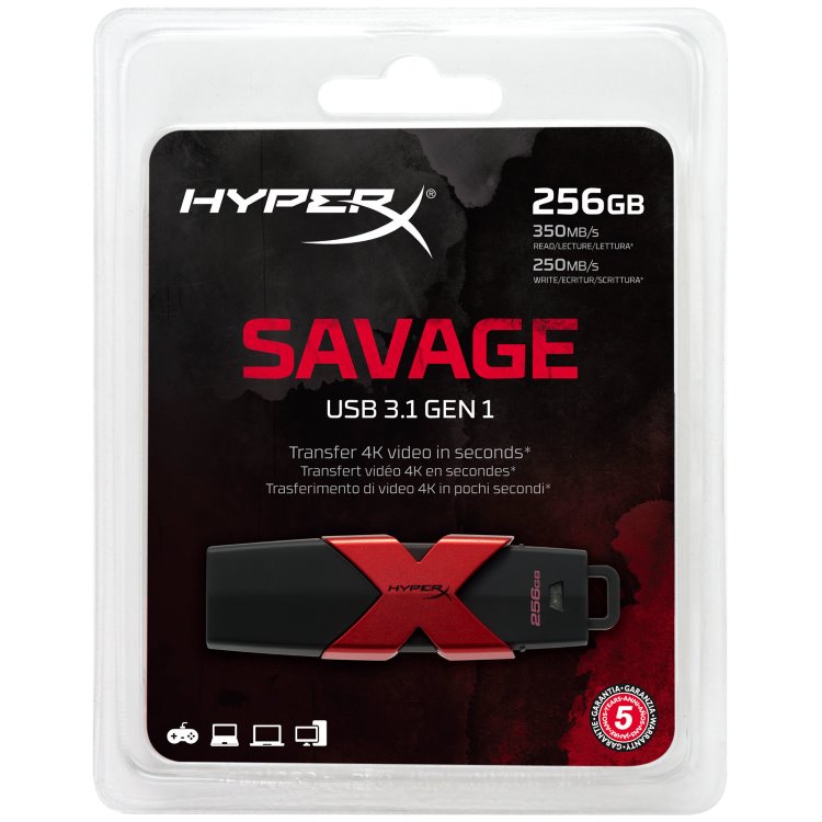 USB klíč Kingston HyperX Savage, 256GB, USB 3.1-rychlost 350/250 MB/s (HXS3/256GB) USB klíč Kingston HyperX Savage, 256GB, USB 3.1-rychlost 350/250 MB/s (HXS3/256GB)