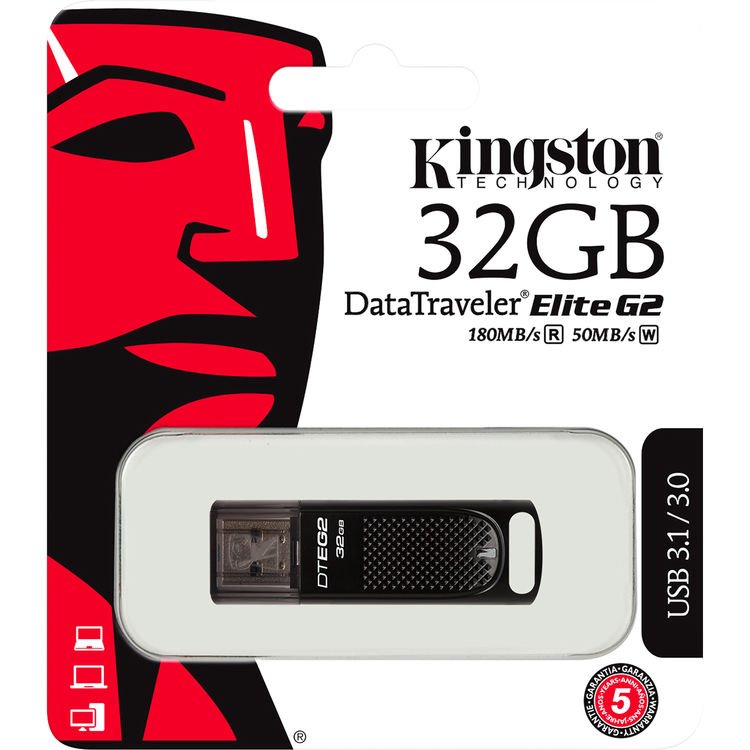 USB klíč Kingston DataTraveler Elite G2, 32GB, USB 3.1-rychlost 180/50MB/s (DTEG2/32GB)
