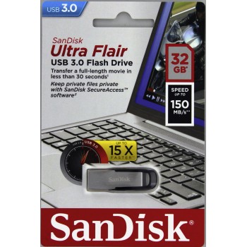 USB klíč SanDisk Ultra Flair, 32GB, USB 3.0-rychlost 150 MB/s (SDCZ73-032G-G46)