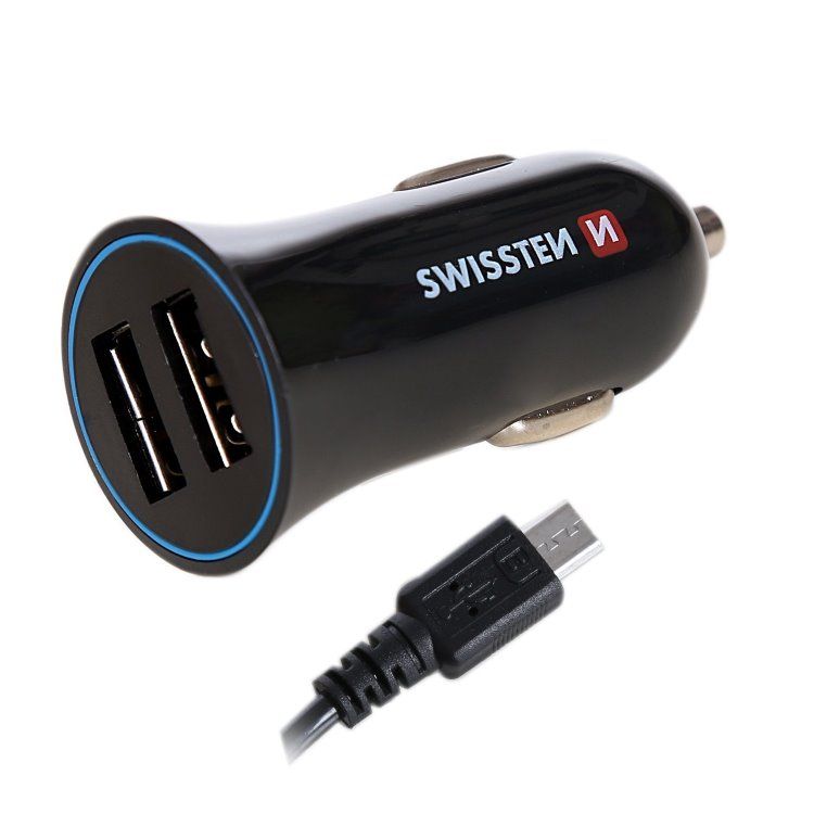 Autonabíječka Swissten 2.4A s 2x USB + kabel Micro USB Autonabíječka Swissten 2.4A s 2x USB + kabel Micro USB