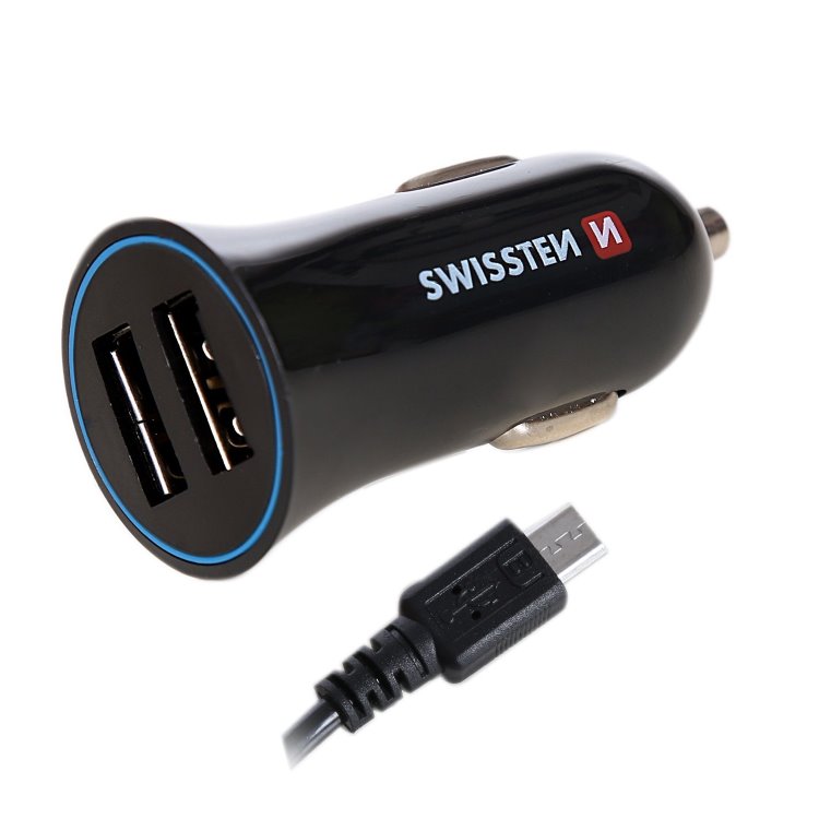 Autonabíječka Swissten 2.4A s 2x USB + kabel Micro USB Autonabíječka Swissten 2.4A s 2x USB + kabel Micro USB