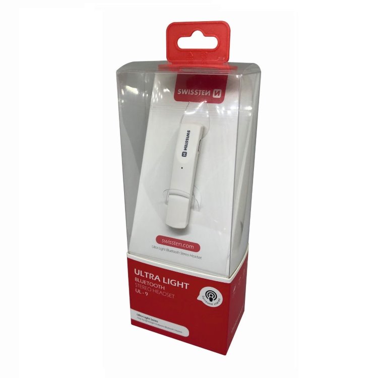 Bluetooth mono headset Swissten UltraLight UL-9, bílý Bluetooth mono headset Swissten UltraLight UL-9, bílý