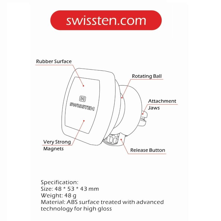 Magnetický držák Swissten S-Grip M3 do ventilace Magnetický držák Swissten S-Grip M3 do ventilace