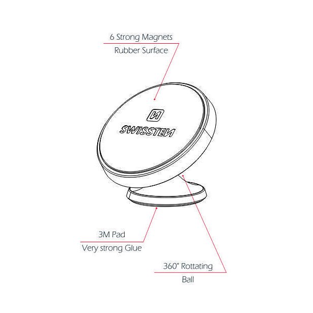 Magnetický držák Swissten S-Grip DM7 na palubní desku Magnetický držák Swissten S-Grip DM7 na palubní desku