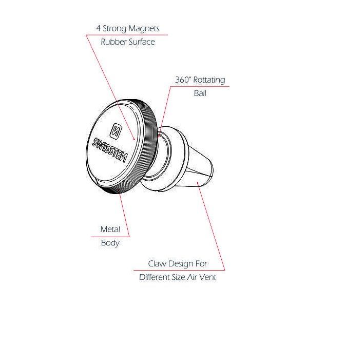 Magnetický držák Swissten S-Grip M9 do ventilace, Silver
