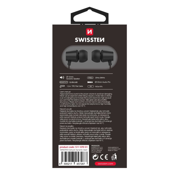 Sluchátka Swissten Dynamic YS500, černé Sluchátka Swissten Dynamic YS500, černé