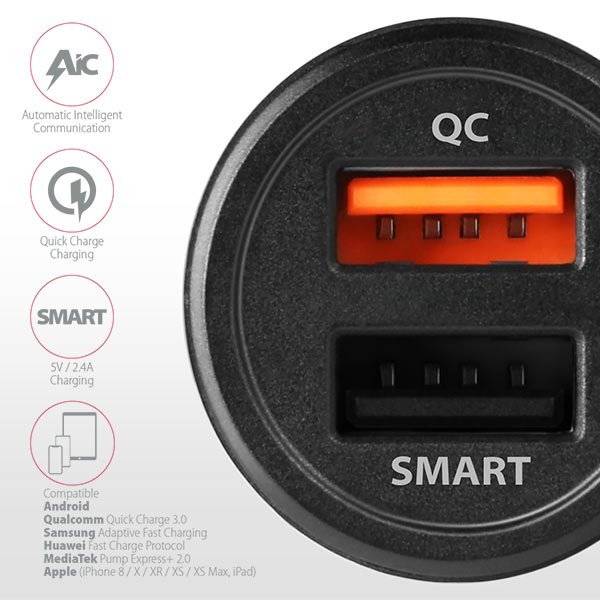 Autonabíječka AXAGON PWC-QC5 QuickCharge 3.0-31W, Black