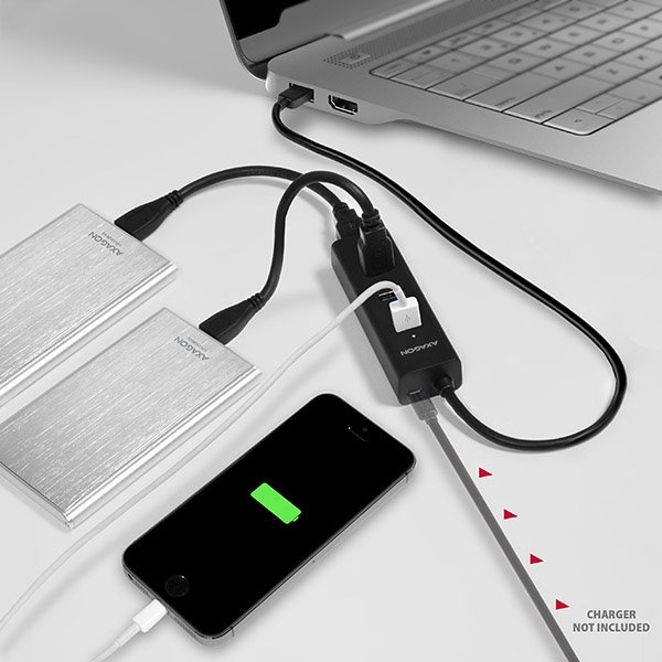 AXAGON HUE-S2B 4x USB 3.0 hub s podporou rychlonabíjení