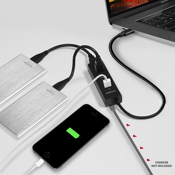 AXAGON HUE-S2C 4x USB 3.0 hub s podporou rychlonabíjení