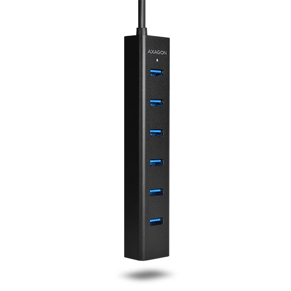 AXAGON HUE-SA7BP 7x USB 3.0 hub s podporou rychlonabíjení, Black AXAGON HUE-SA7BP 7x USB 3.0 hub s podporou rychlonabíjení, Black