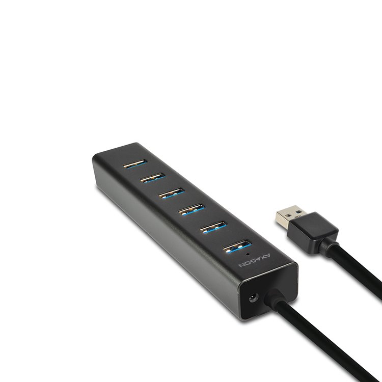 AXAGON HUE-SA7BP 7x USB 3.0 hub s podporou rychlonabíjení, Black AXAGON HUE-SA7BP 7x USB 3.0 hub s podporou rychlonabíjení, Black