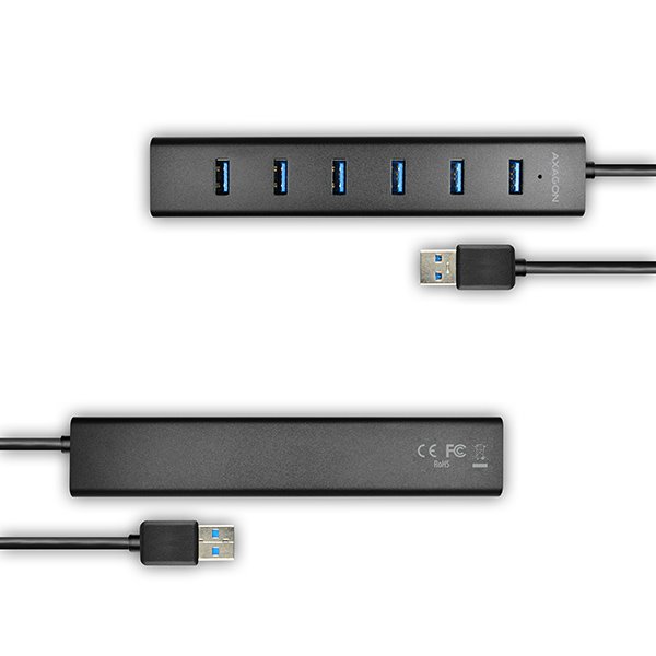AXAGON HUE-SA7BP 7x USB 3.0 hub s podporou rychlonabíjení, Black AXAGON HUE-SA7BP 7x USB 3.0 hub s podporou rychlonabíjení, Black