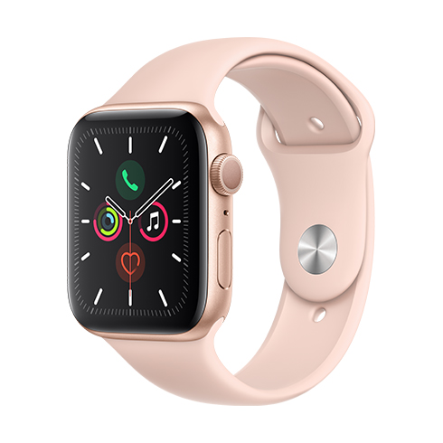 Apple Watch Series 5 GPS, 44mm zlatá Aluminium Case with růžová Sand Sport Band - S/M & M/L Apple Watch Series 5 GPS, 44mm zlatá Aluminium Case with růžová Sand Sport Band - S/M & M/L