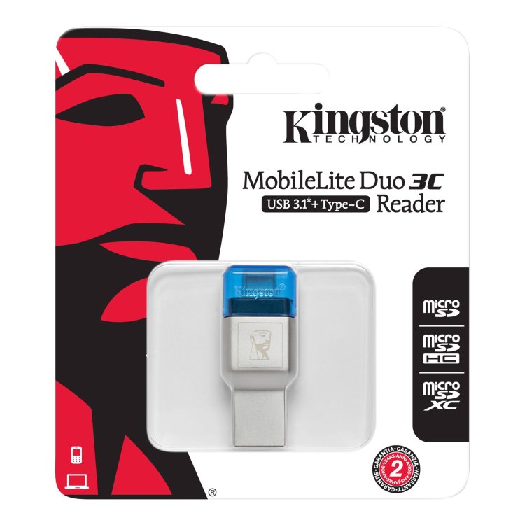 Čtečka paměťových karet Kingston MobileLite Duo 3C, USB 3.1 + USB-C Čtečka paměťových karet Kingston MobileLite Duo 3C, USB 3.1 + USB-C