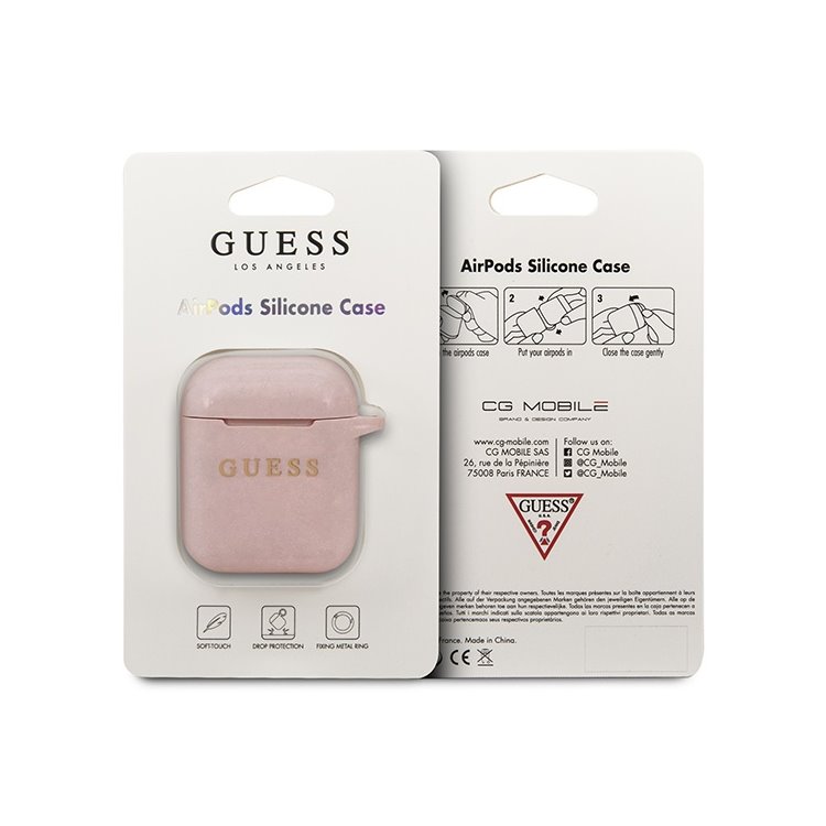GUESS silikonový obal pro Apple AirPods (GUACCSILGLLP), Pink