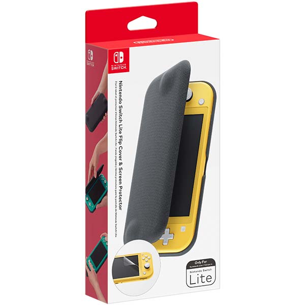 Nintendo Switch Lite překlápěcí pouzdro a ochranná fólie, šedé Nintendo Switch Lite překlápěcí pouzdro a ochranná fólie, šedé