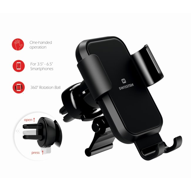 Swissten univerzální držák Gravity S-Grip G2-AV4 do ventilace auta Swissten univerzální držák Gravity S-Grip G2-AV4 do ventilace auta