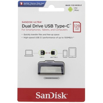 USB klíč SanDisk Ultra Dual Drive, 128GB, USB 3.1-rychlost 150MB/s (SDDDC2-128G-G46)