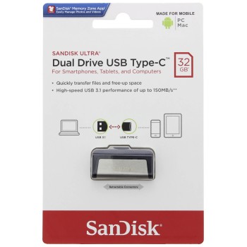 USB klíč SanDisk Ultra Dual Drive, 32GB, USB 3.1-rychlost 150MB/s (SDDDC2-256G-G46))