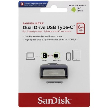 USB klíč SanDisk Ultra Dual Drive, 64GB, USB 3.1-rychlost 150MB/s (SDDDC2-064G-G46)