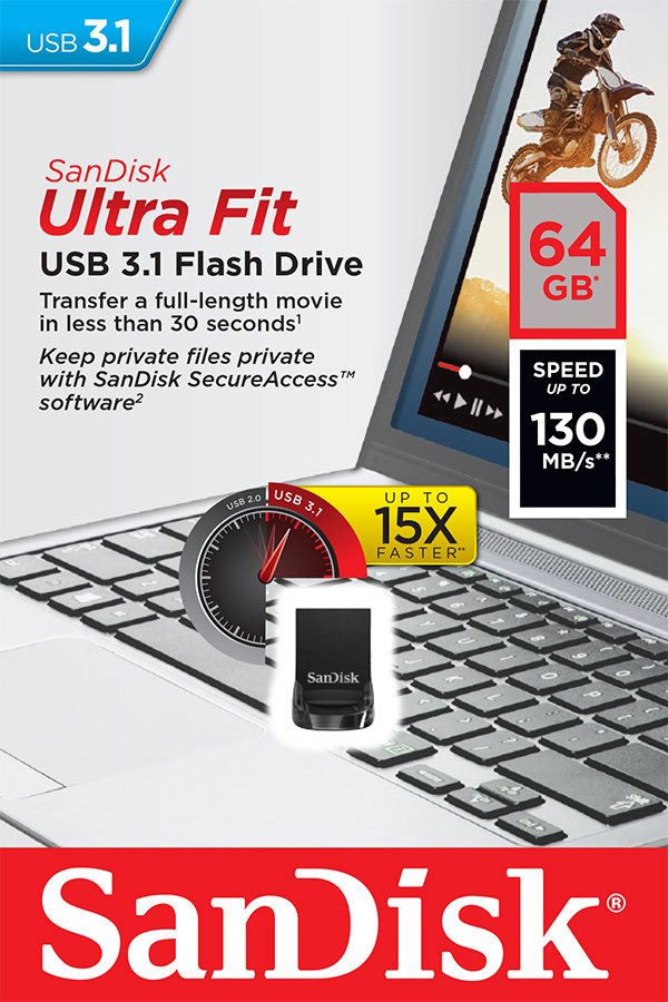 USB klíč SanDisk Ultra Fit, 64GB, USB 3.1-rychlost 130MB/s (SDCZ430-064G-G46) USB klíč SanDisk Ultra Fit, 64GB, USB 3.1-rychlost 130MB/s (SDCZ430-064G-G46)