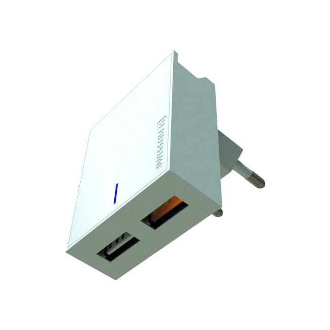 Rychlonabíječka Swissten Qualcomm Charger 3.0 s 2 USB konektory, 23W, bílá