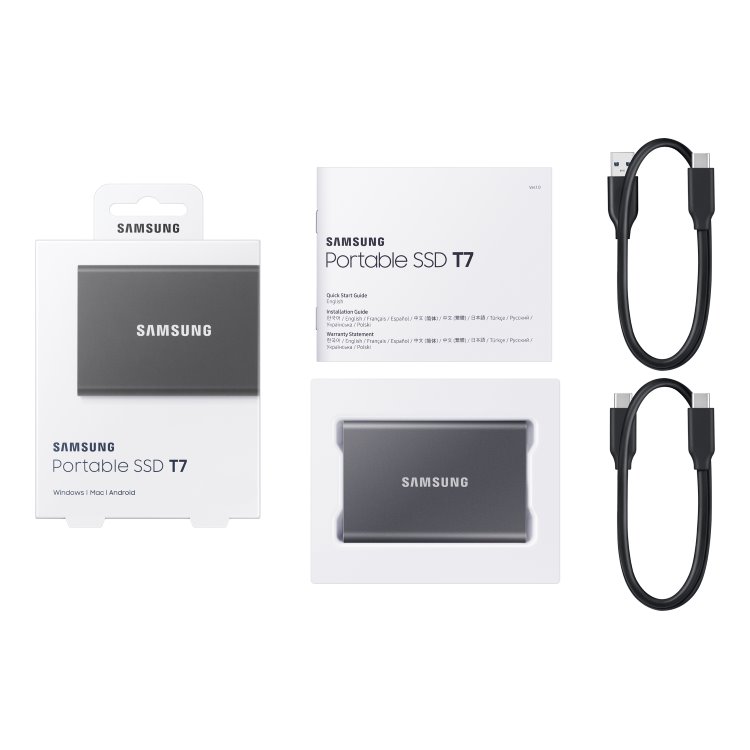 Samsung SSD T7, 1TB, USB 3.2, gray