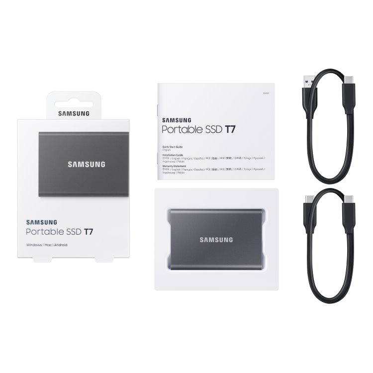 Samsung SSD T7, 500GB, USB 3.2, gray