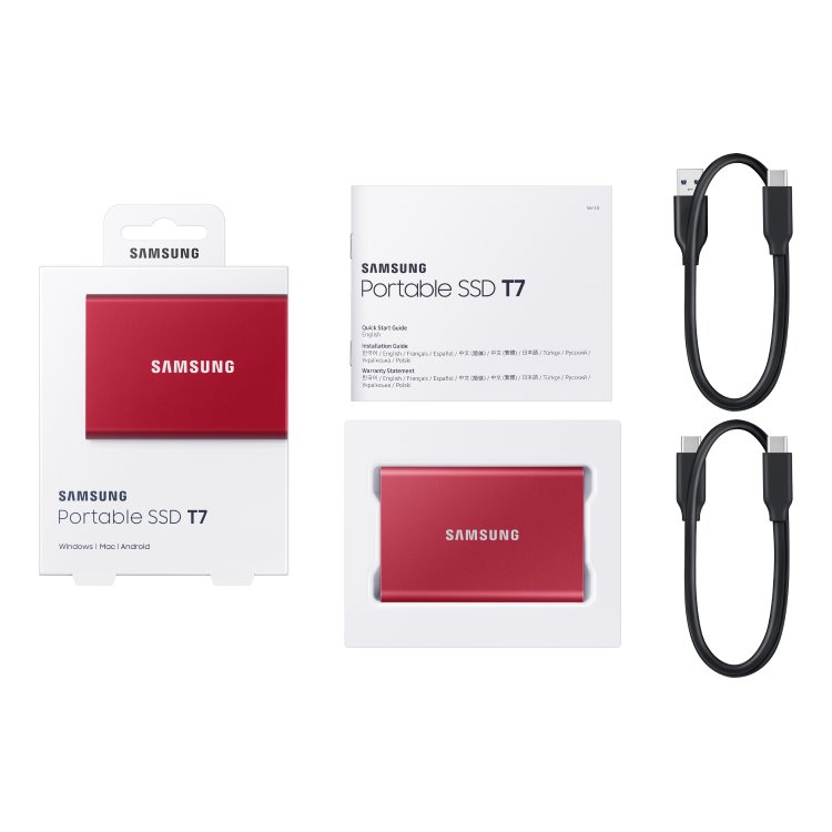 Samsung SSD T7, 500GB, USB 3.2, red