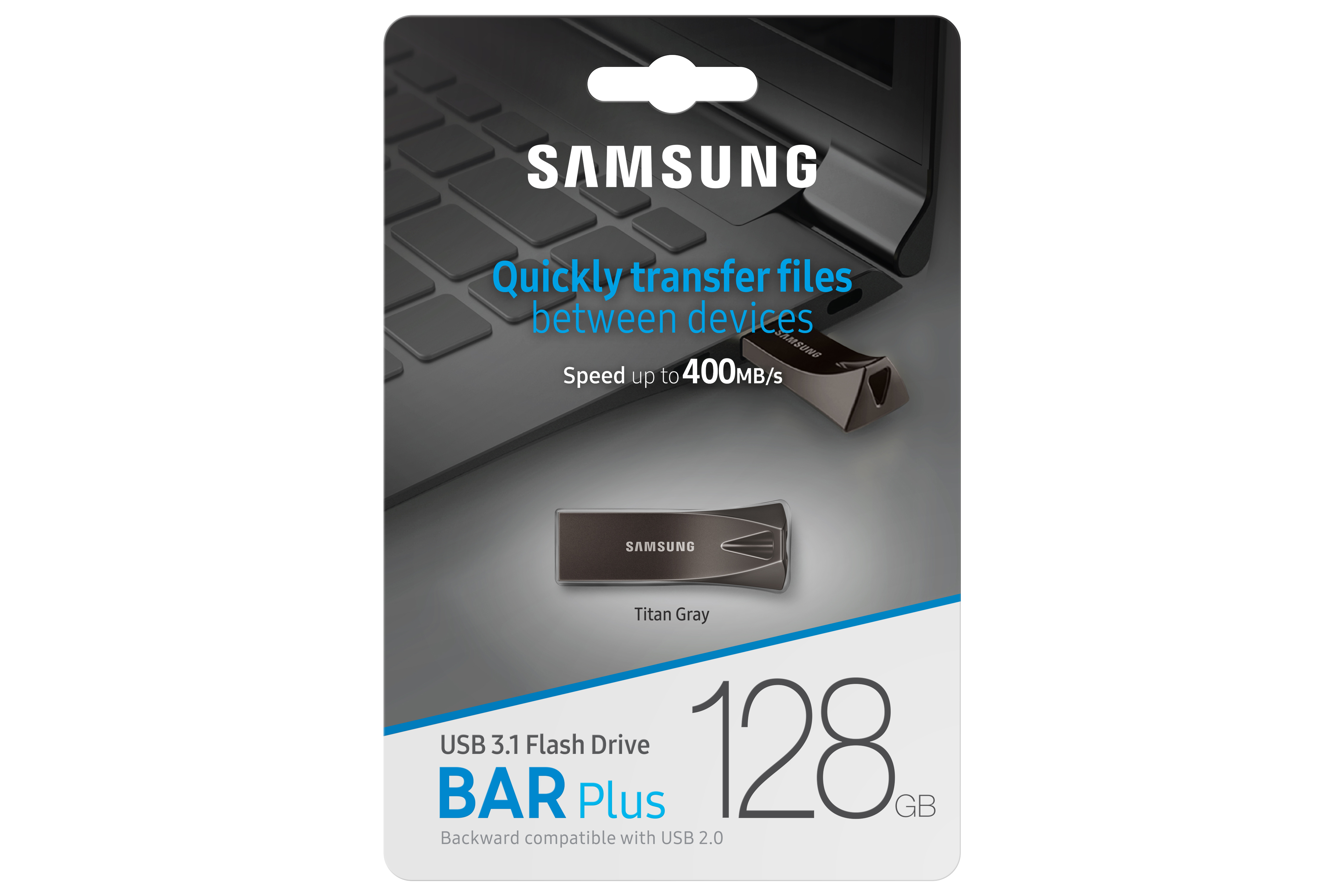 USB klíč Samsung BAR Plus, 128 GB, USB 3.2 Gen 1, šedý