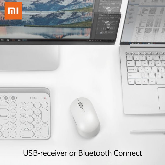 Xiaomi Mi Dual Mode, silent edition - bezdrátová myš, bílá Xiaomi Mi Dual Mode, silent edition - bezdrátová myš, bílá