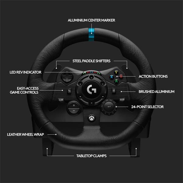 Logitech G923 Racing Wheel and Pedals pro Xbox One a PC Logitech G923 Racing Wheel and Pedals pro Xbox One a PC