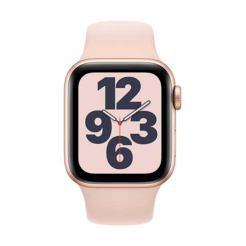 Apple Watch SE GPS, 44mm zlatá Aluminium Case with růžová Sand Sport Band - Regular