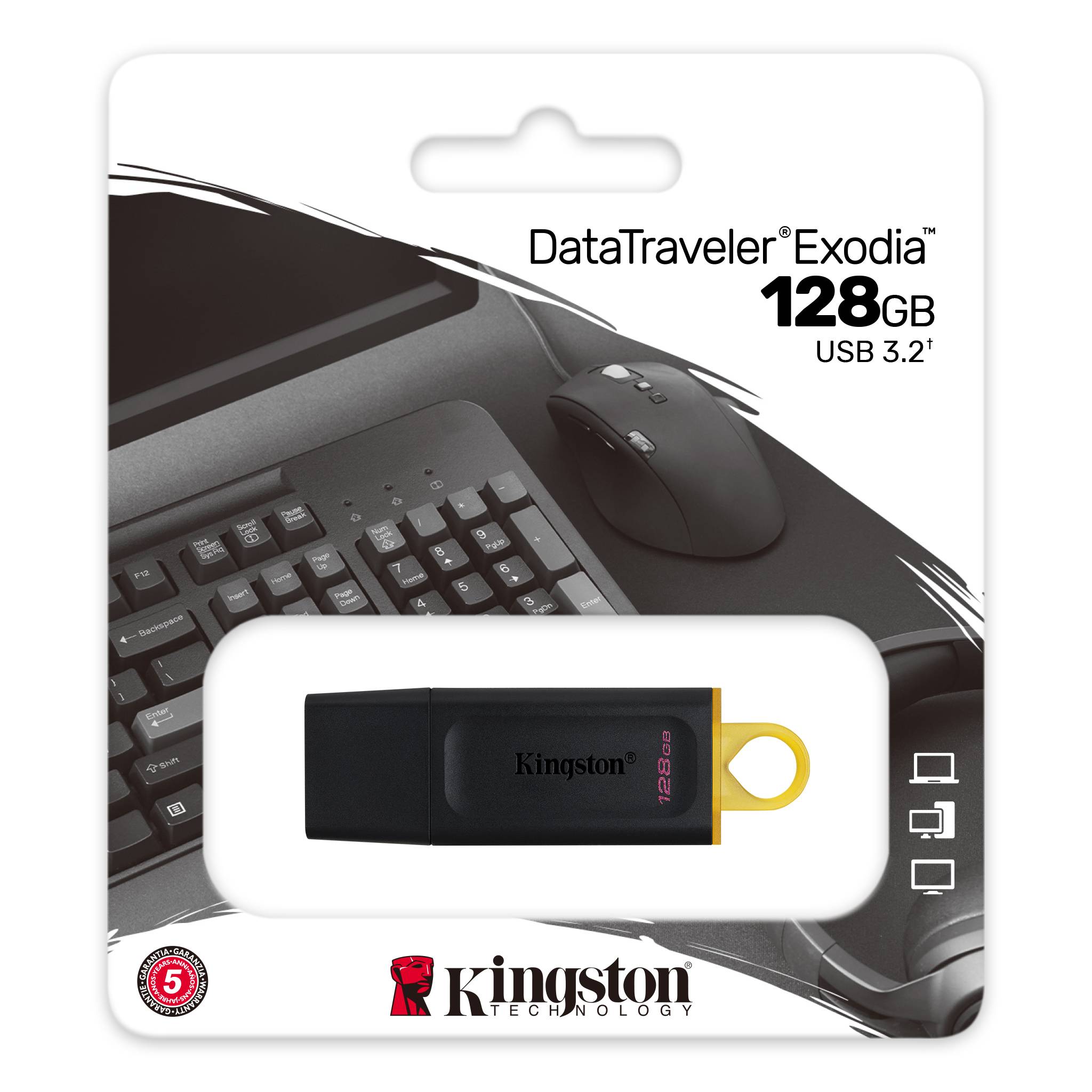 USB klíč Kingston DataTraveler exodu, 128 GB, USB 3.2, yellow