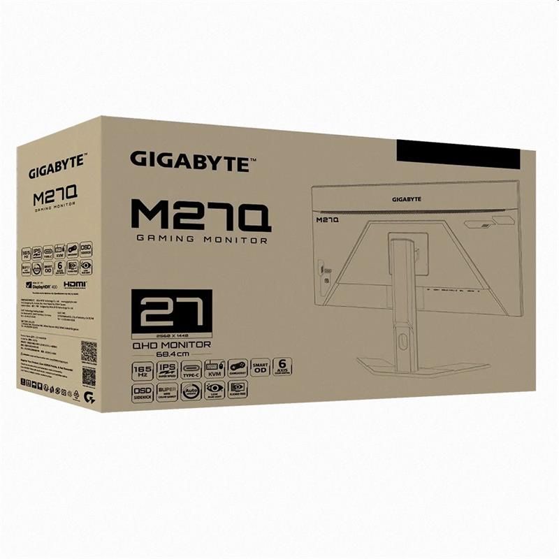 GIGABYTE LCD M27Q GAMING monitor 27" QHD 2560x1440, IPS, 170Hz, 2xHDMI, DP, USB-C, KVM USB, Pivot GIGABYTE LCD M27Q GAMING monitor 27" QHD 2560x1440, IPS, 170Hz, 2xHDMI, DP, USB-C, KVM USB, Pivot