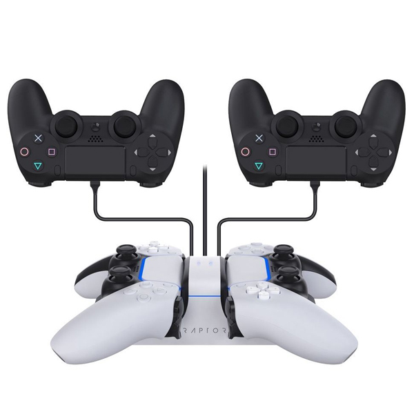 Raptor Gaming CS200 USB Dual Charging Station for PS5, white Raptor Gaming CS200 USB Dual Charging Station for PS5, white