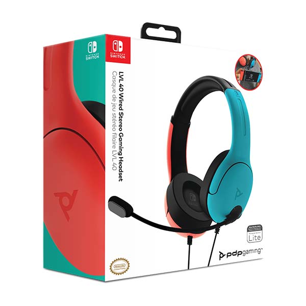 Kabelový headset PDP LVL40 pro Nintendo Switch, Blue/Red