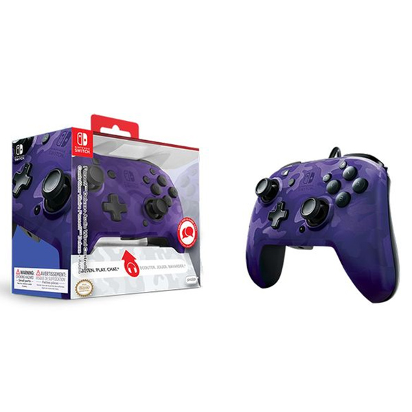 Kabelový ovladač PDP Faceoff Deluxe+ Audio pro Nintendo Switch, Camo Purple