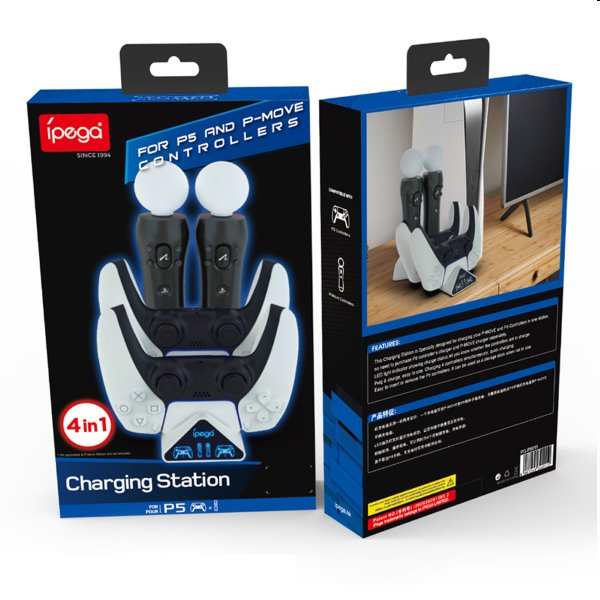 Duální nabíjecí stanice iPega P5011 pro PS5 DualSense a Move Controller