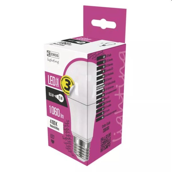 EMOS LED Žárovka Classic A60 10,5W E27, neutrální bílá EMOS LED Žárovka Classic A60 10,5W E27, neutrální bílá